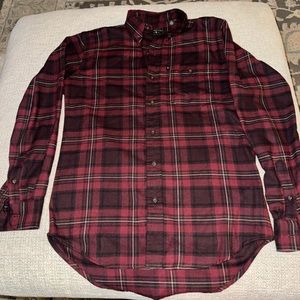 GH Bass Burgundy winter plaid flannel shirt
